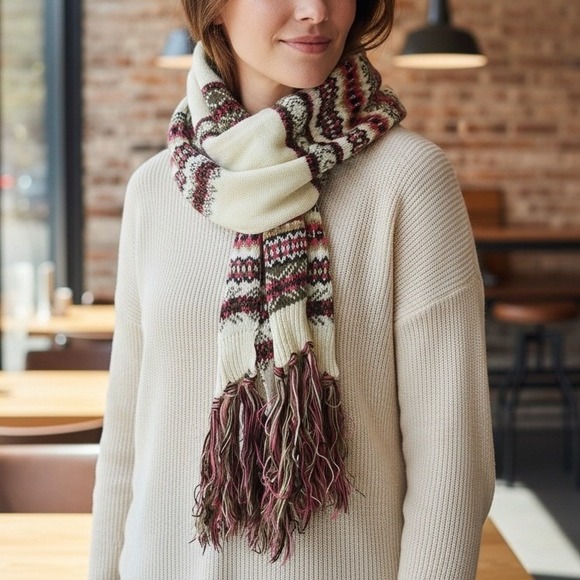 Accessories - Y2K Vintage‎ Multicolor Sequin Knit Cottage Granny Swan Cozy Wrap Shawl Scarf OS